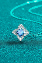 1 Carat Moissanite Blue Floral Pendant Necklace - Sky Blue- Claude Jewelry Moissanite - Shop claudejewelry.com