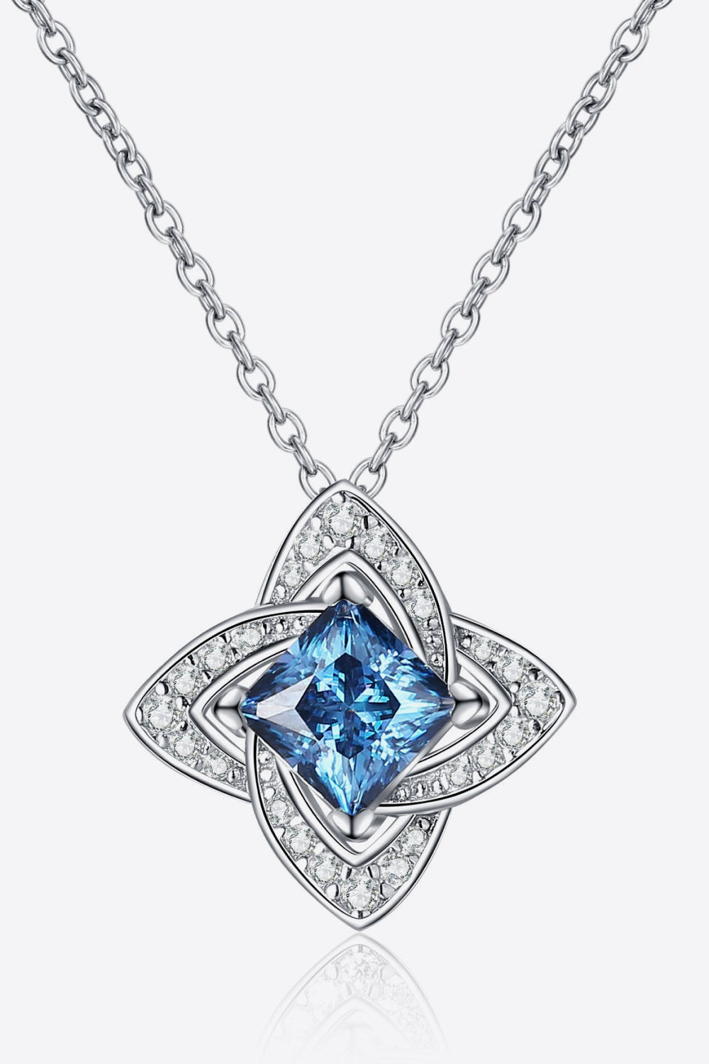 1 Carat Moissanite Blue Floral Pendant Necklace - Sky Blue- Claude Jewelry Moissanite - Shop claudejewelry.com