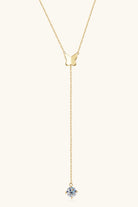 1 Carat Moissanite Butterfly Charm Lariat Necklace - - Claude Jewelry Moissanite - Shop claudejewelry.com