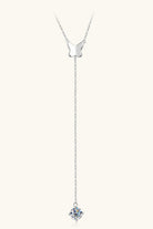 1 Carat Moissanite Butterfly Charm Lariat Necklace - Platinum Vermeil- Claude Jewelry Moissanite - Shop claudejewelry.com