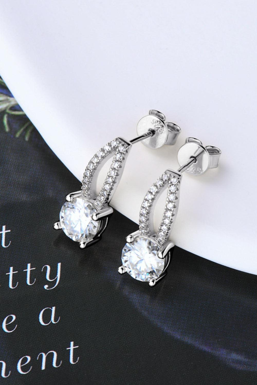 1 Carat Moissanite Drop Earrings - - Claude Jewelry Moissanite - Shop claudejewelry.com