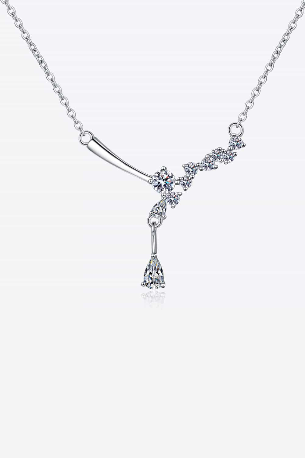 1 Carat Moissanite Falling Stars Pendant Necklace - Rhodium Vermeil- Claude Jewelry Moissanite - Shop claudejewelry.com