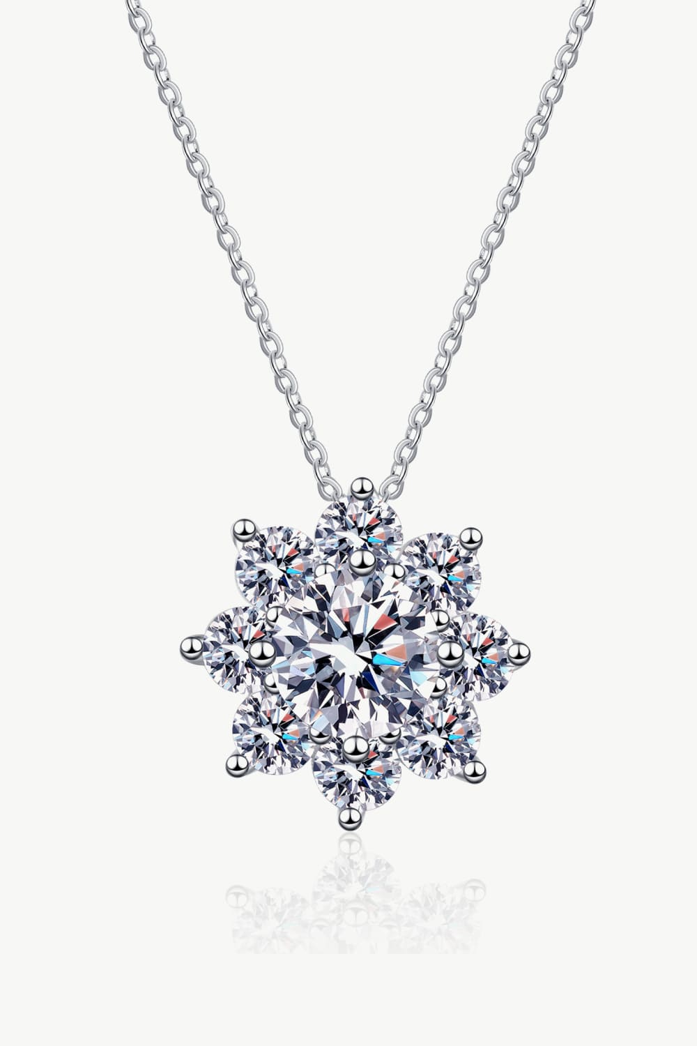 1 Carat Moissanite Floral-Shaped Pendant Necklace - Silver- Claude Jewelry Moissanite - Shop claudejewelry.com