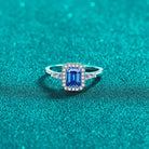 1 Carat Moissanite Rectangle Halo Ring - - Claude Jewelry Moissanite - Shop claudejewelry.com