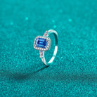 1 Carat Moissanite Rectangle Halo Ring - - Claude Jewelry Moissanite - Shop claudejewelry.com