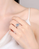 1 Carat Moissanite Rectangle Halo Ring - - Claude Jewelry Moissanite - Shop claudejewelry.com