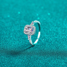 1 Carat Moissanite Rectangle Halo Ring - - Claude Jewelry Moissanite - Shop claudejewelry.com