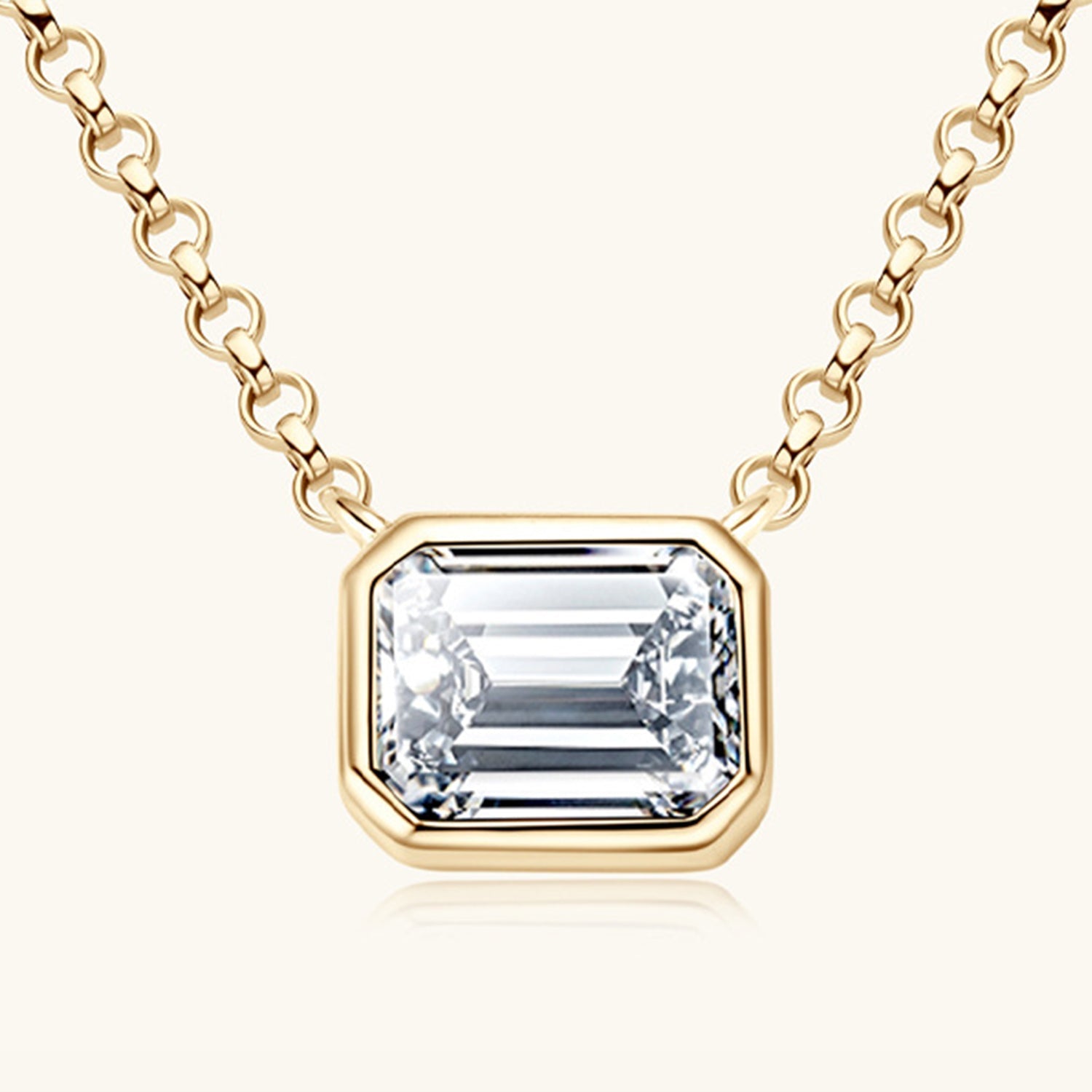 1 Carat Moissanite Rectangle Stone Pendant Necklace - 18k Gold Vermeil- Claude Jewelry Moissanite - Shop claudejewelry.com