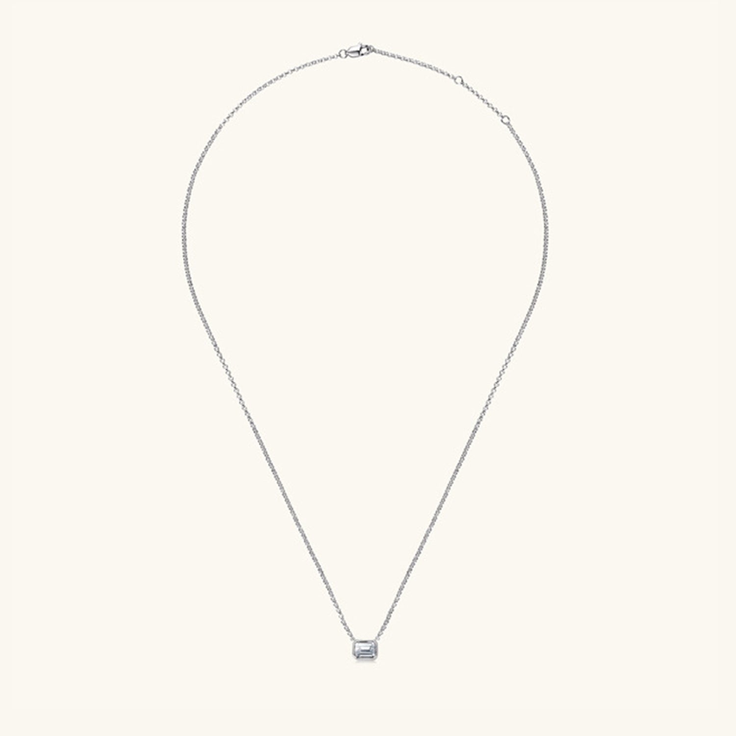 1 Carat Moissanite Rectangle Stone Pendant Necklace - - Claude Jewelry Moissanite - Shop claudejewelry.com