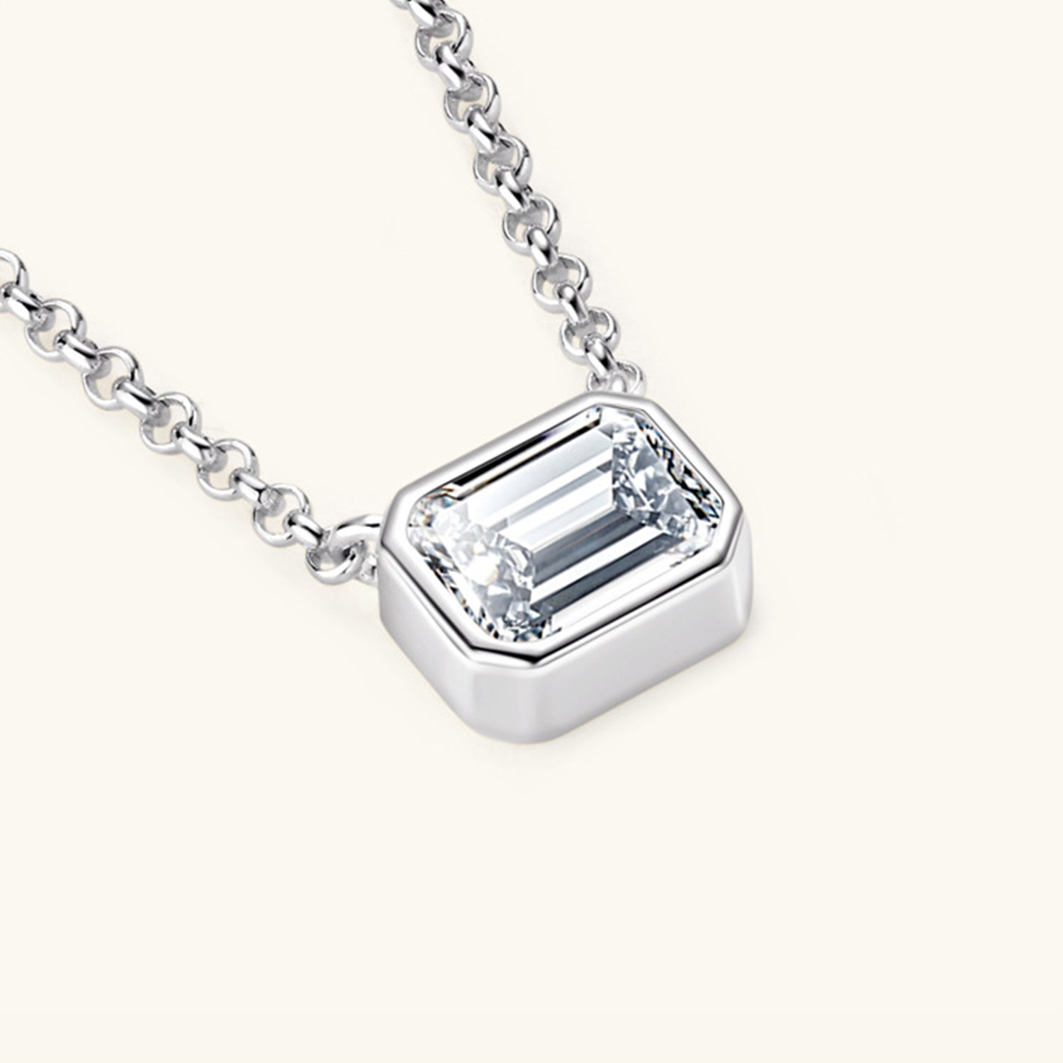 1 Carat Moissanite Rectangle Stone Pendant Necklace - - Claude Jewelry Moissanite - Shop claudejewelry.com