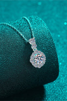 1 Carat Moissanite Shimmering Halo Drop Necklace - Rhodium Vermeil- Claude Jewelry Moissanite - Shop claudejewelry.com