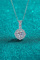 1 Carat Moissanite Shimmering Halo Drop Necklace - Rhodium Vermeil- Claude Jewelry Moissanite - Shop claudejewelry.com