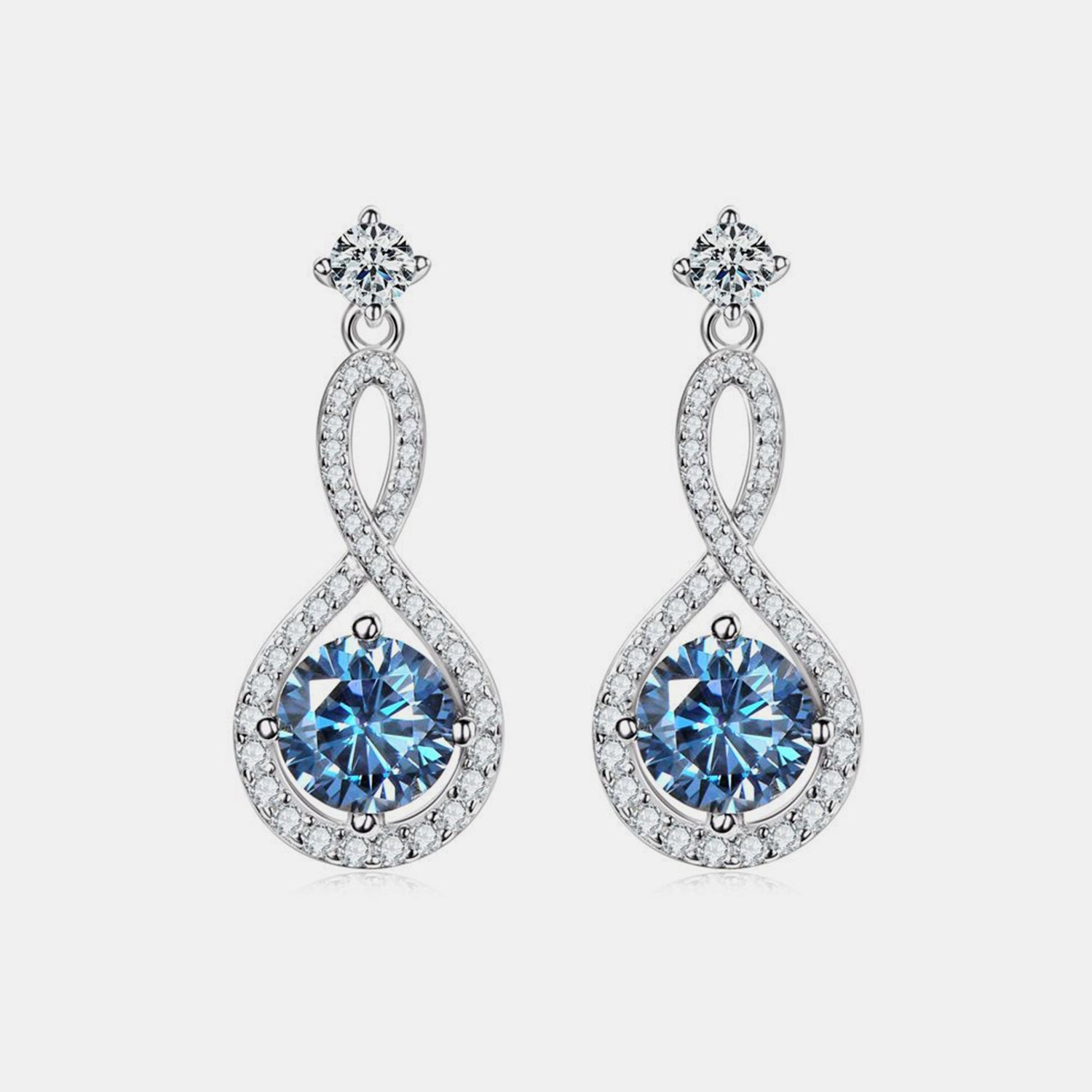 1 Carat Moissanite Twist Drop Earrings - Royal Blue- Claude Jewelry Moissanite - Shop claudejewelry.com