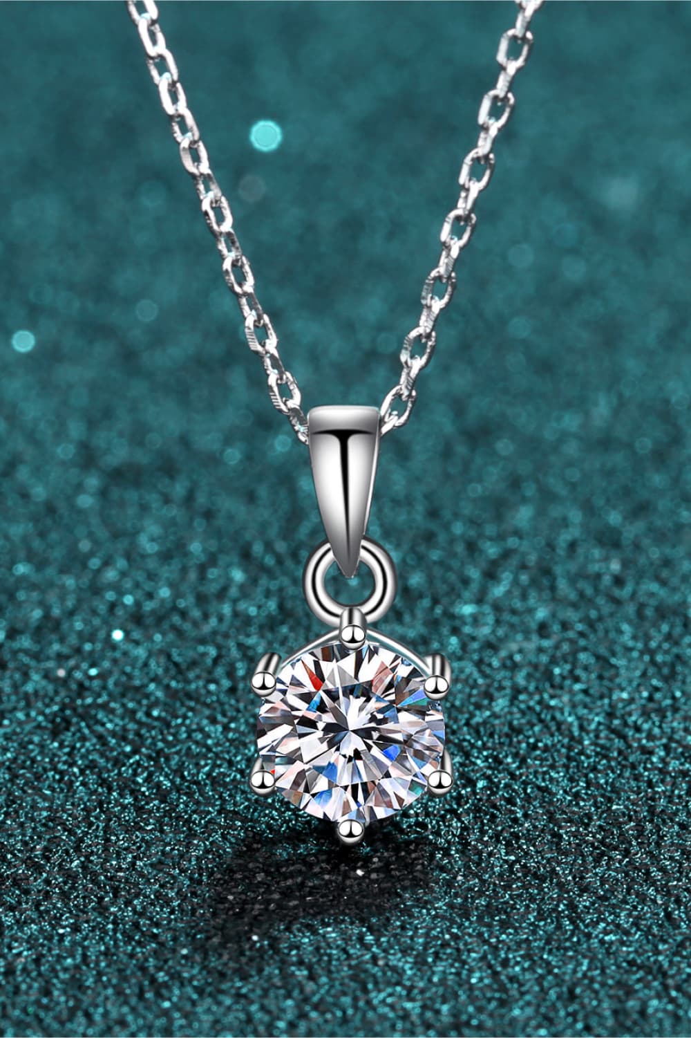 1 Carat Solitaire Moissanite 925 Sterling Silver Necklace - Rhodium Vermeil- Claude Jewelry Moissanite - Shop claudejewelry.com