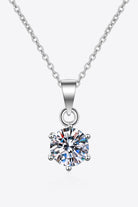 1 Carat Solitaire Moissanite 925 Sterling Silver Necklace - Rhodium Vermeil- Claude Jewelry Moissanite - Shop claudejewelry.com