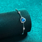 1 Ct Bright Blue Heart Moissanite Bracelet - Ultra Marine- Claude Jewelry Moissanite - Shop claudejewelry.com