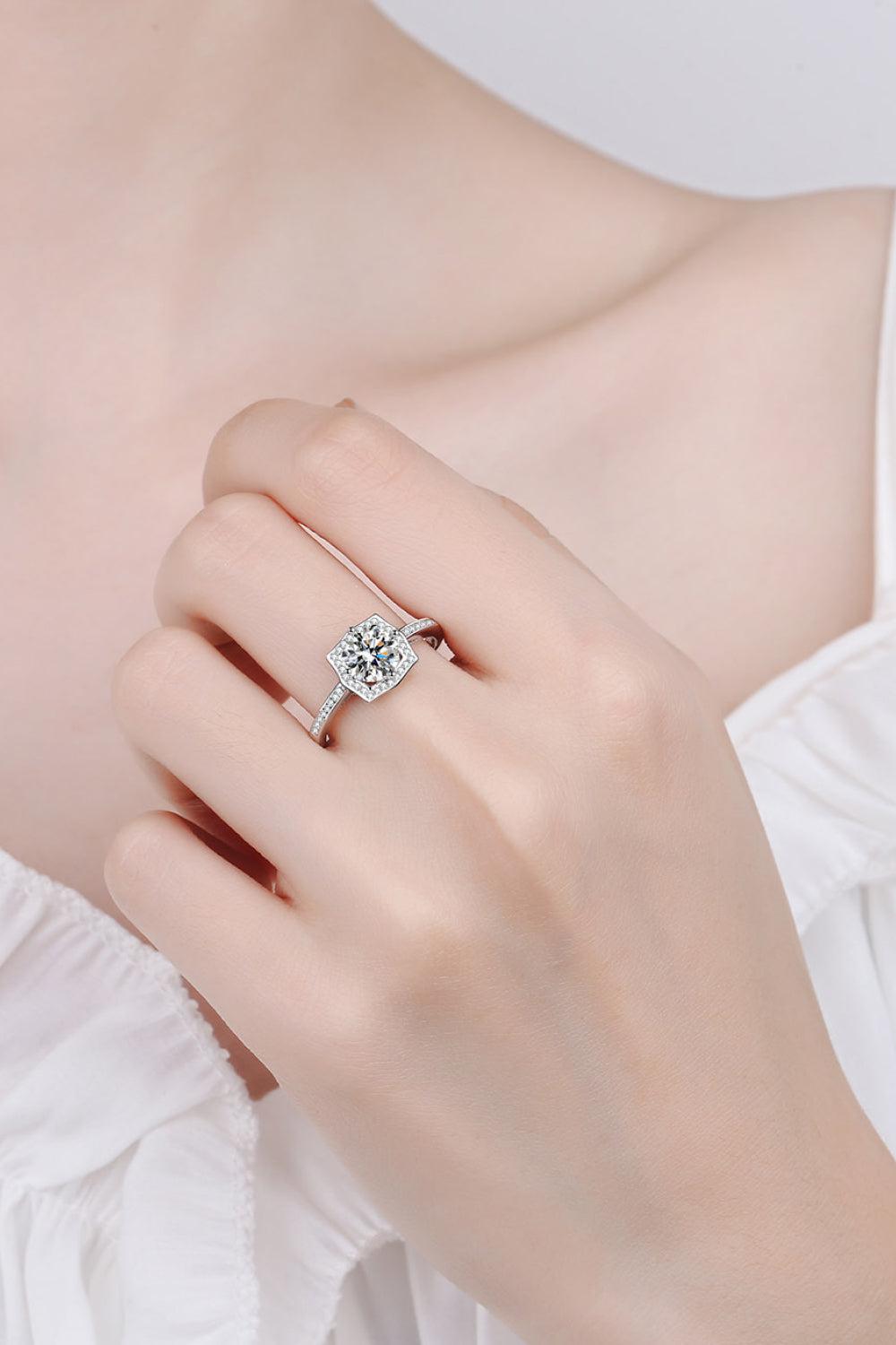 1 Ct Geometric Moissanite Pave Ring - - Claude Jewelry Moissanite - Shop claudejewelry.com