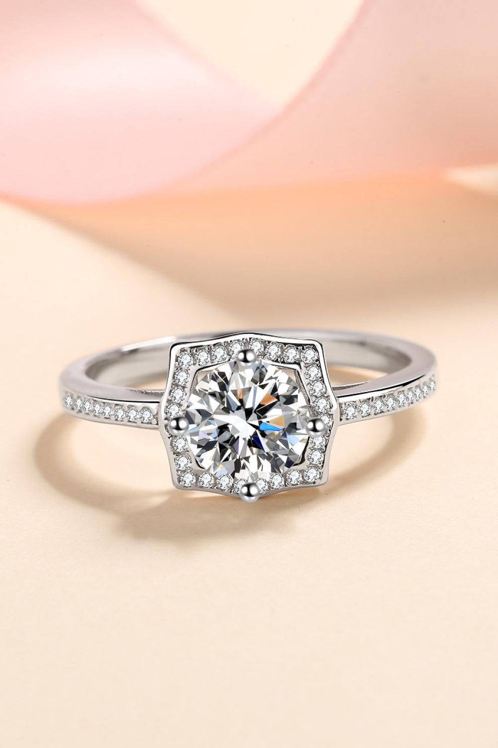 1 Ct Geometric Moissanite Pave Ring - - Claude Jewelry Moissanite - Shop claudejewelry.com