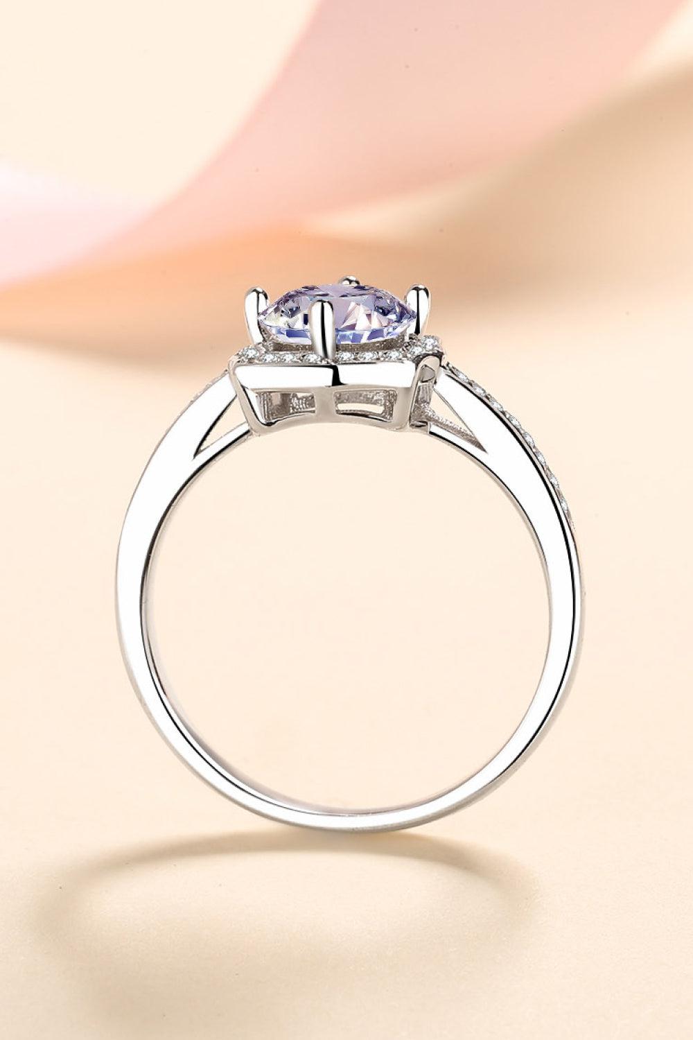 1 Ct Geometric Moissanite Pave Ring - - Claude Jewelry Moissanite - Shop claudejewelry.com