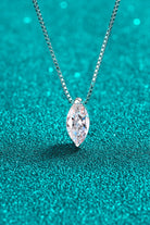 1 Ct Marquee Moissanite Drop Necklace - Rhodium Vermeil- Claude Jewelry Moissanite - Shop claudejewelry.com