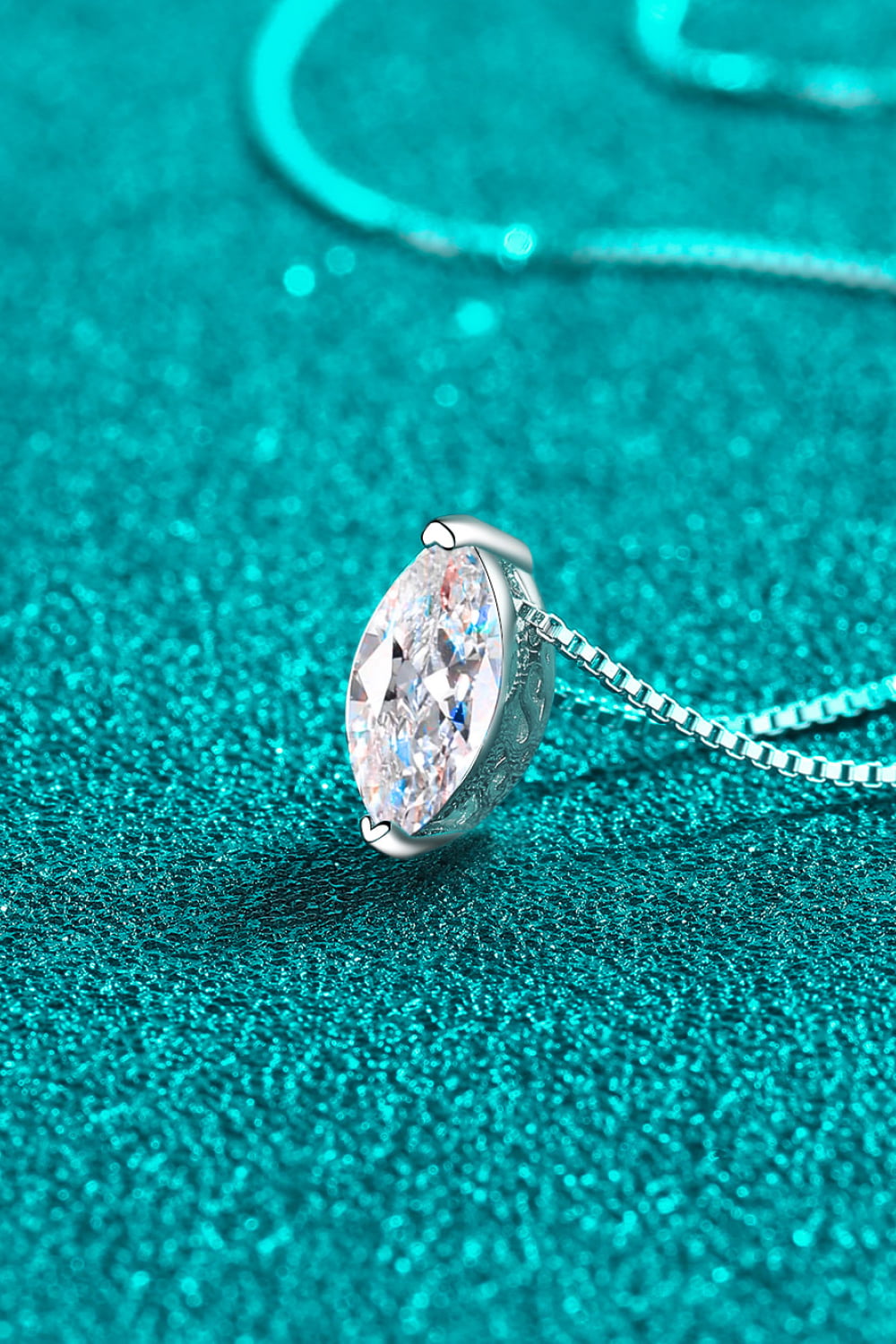 1 Ct Marquee Moissanite Drop Necklace - Rhodium Vermeil- Claude Jewelry Moissanite - Shop claudejewelry.com