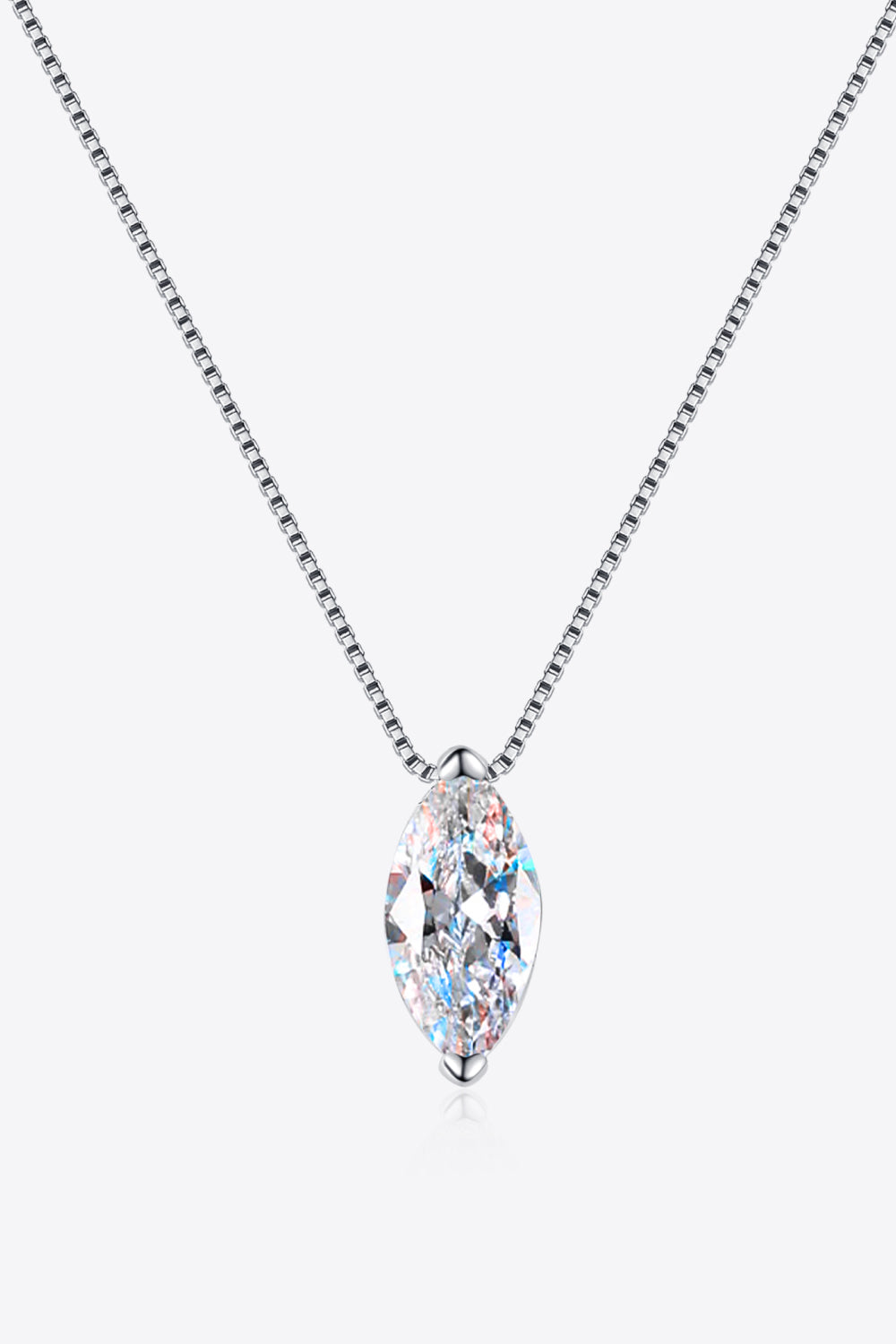 1 Ct Marquee Moissanite Drop Necklace - Rhodium Vermeil- Claude Jewelry Moissanite - Shop claudejewelry.com