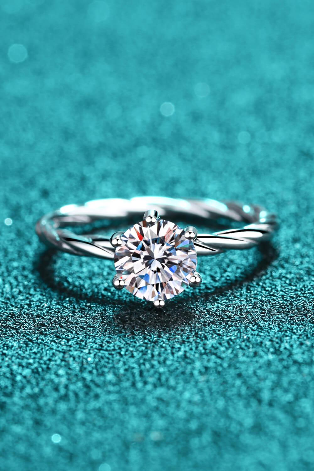 1 Ct Moissanite 6-Prong Twisted Band Ring - - Claude Jewelry Moissanite - Shop claudejewelry.com