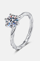 1 Ct Moissanite 6-Prong Twisted Band Ring - Rhodium Vermeil-5- Claude Jewelry Moissanite - Shop claudejewelry.com