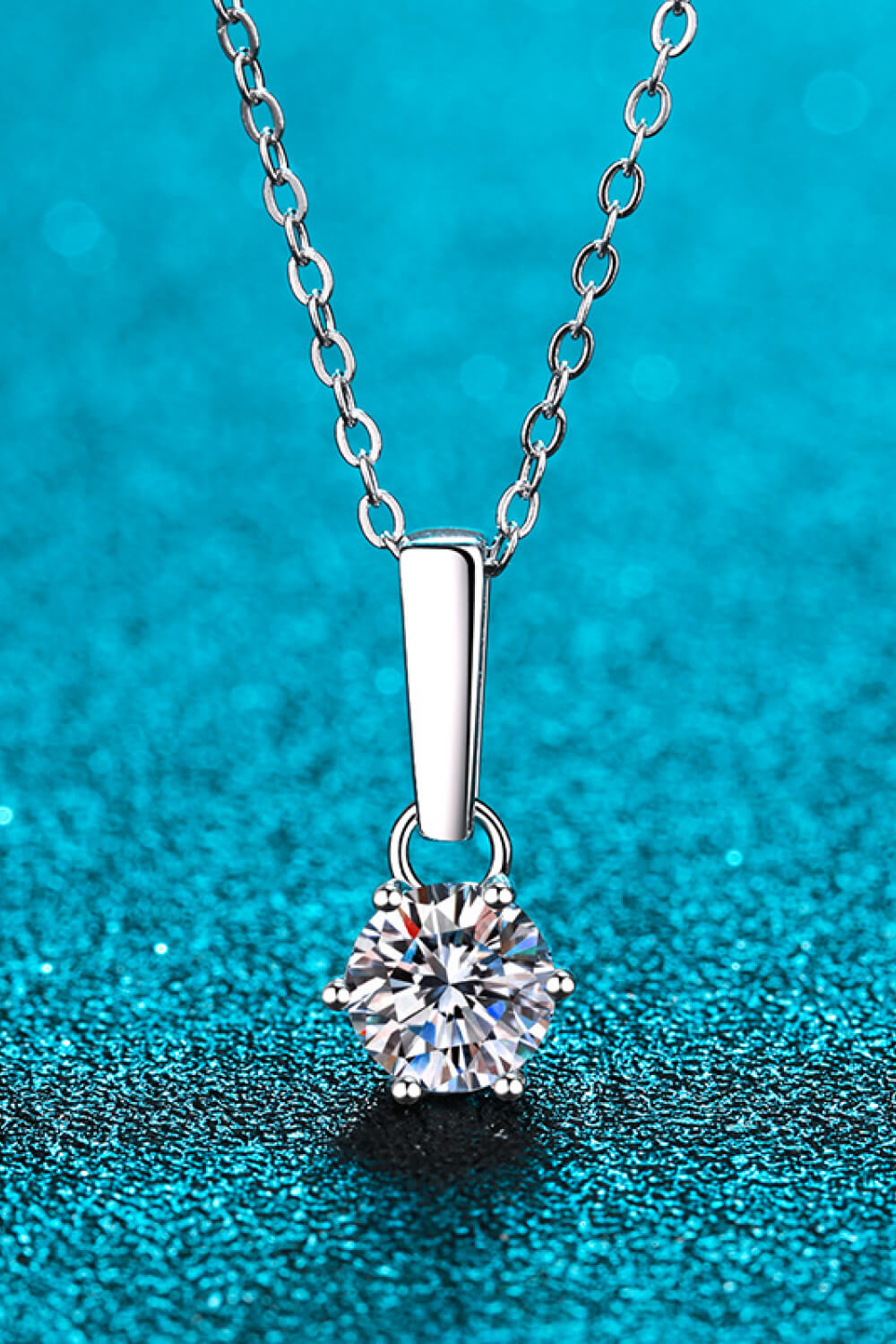 1 Ct Moissanite 925 Sterling Silver Chain-Link Necklace - Rhodium Vermeil- Claude Jewelry Moissanite - Shop claudejewelry.com