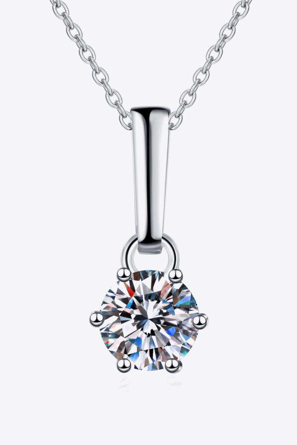 1 Ct Moissanite 925 Sterling Silver Chain-Link Necklace - Rhodium Vermeil- Claude Jewelry Moissanite - Shop claudejewelry.com