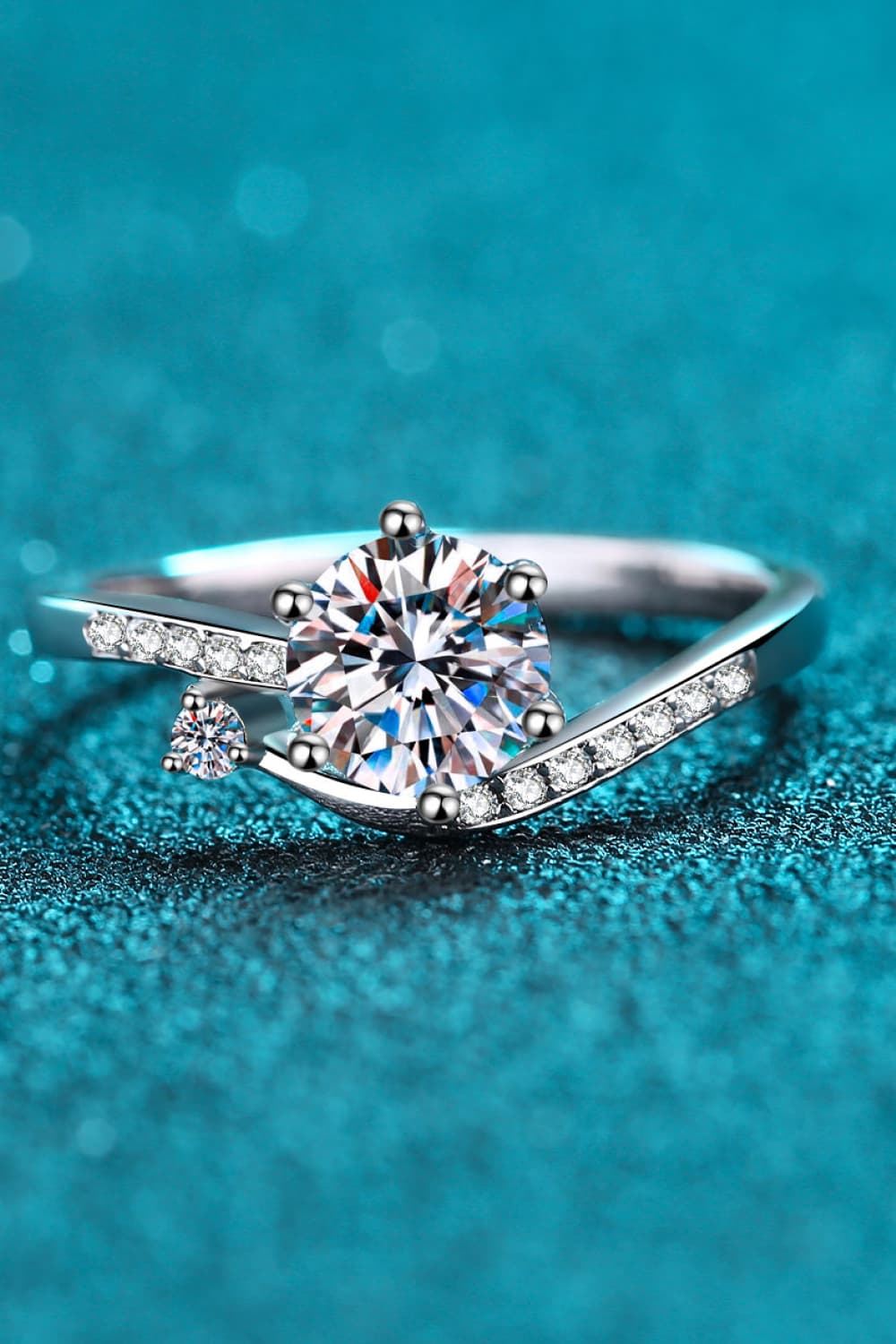 1 Ct Moissanite Bypass Pave Ring - - Claude Jewelry Moissanite - Shop claudejewelry.com