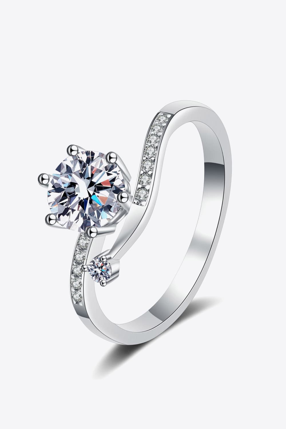 1 Ct Moissanite Bypass Pave Ring - - Claude Jewelry Moissanite - Shop claudejewelry.com