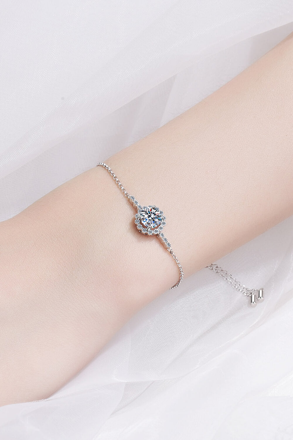 1 Ct Moissanite Chain Bracelet - Rhodium Vermeil- Claude Jewelry Moissanite - Shop claudejewelry.com