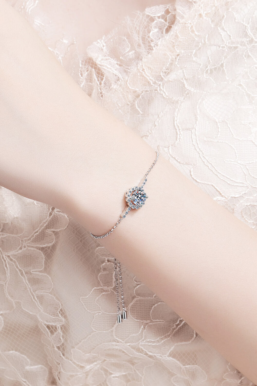 1 Ct Moissanite Chain Bracelet - Rhodium Vermeil- Claude Jewelry Moissanite - Shop claudejewelry.com