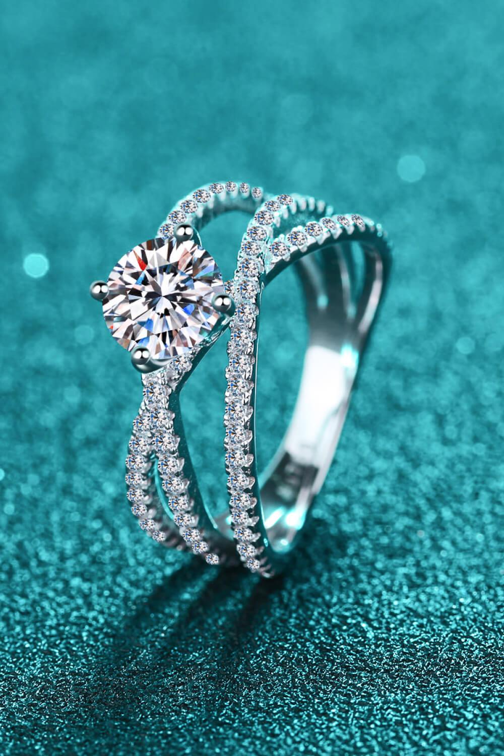 1 Ct Moissanite Crisscross Layered Ring - - Claude Jewelry Moissanite - Shop claudejewelry.com