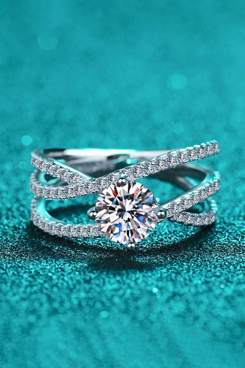 1 Ct Moissanite Crisscross Layered Ring - - Claude Jewelry Moissanite - Shop claudejewelry.com