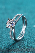 1 Ct Moissanite Crisscross Split Shank Ring - - Claude Jewelry Moissanite - Shop claudejewelry.com