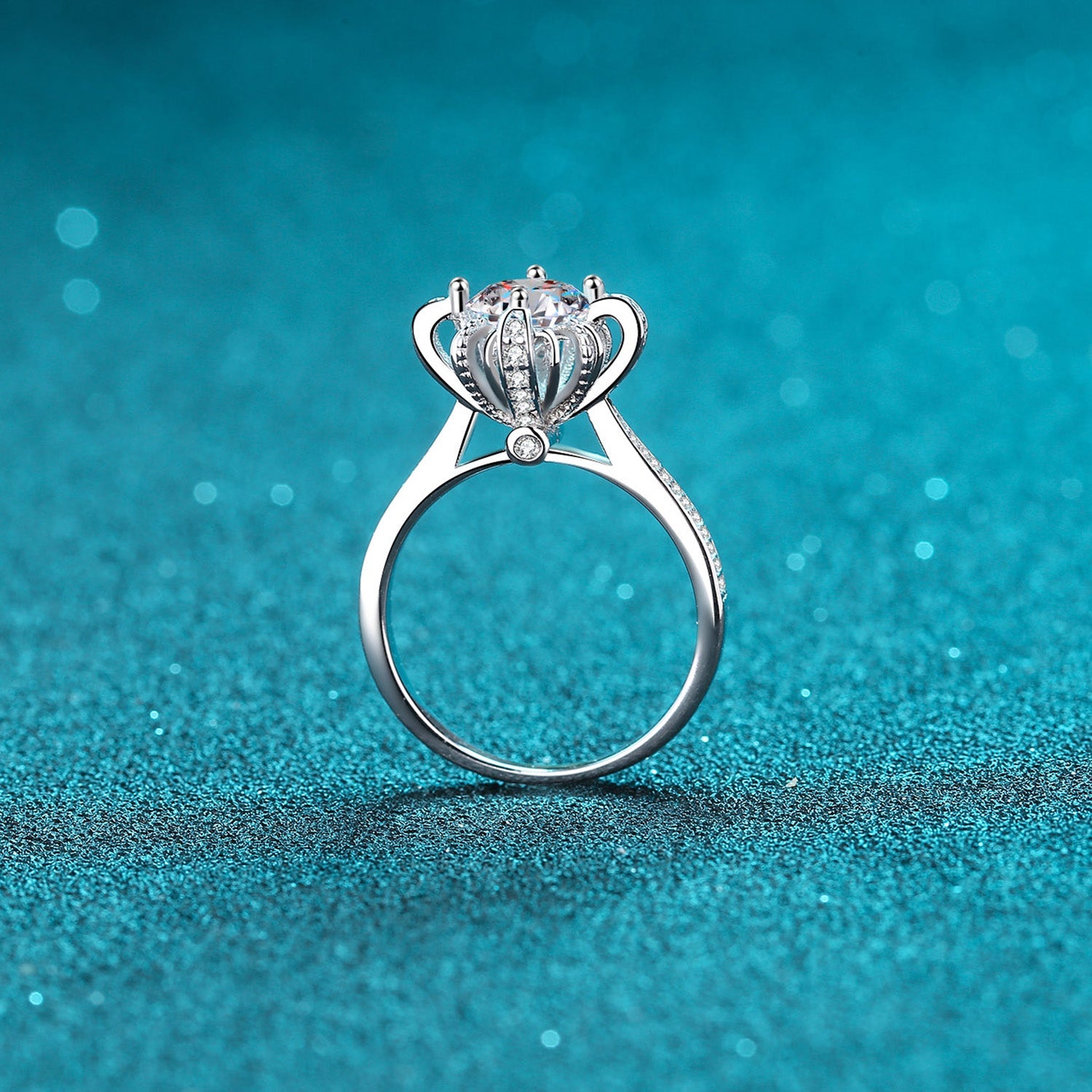 1 Ct Moissanite Crown Set Ring - - Claude Jewelry Moissanite - Shop claudejewelry.com