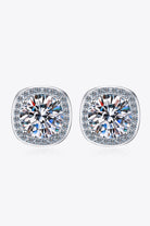 1 Ct Moissanite Cushion Halo Stud Earrings - Rhodium Vermeil- Claude Jewelry Moissanite - Shop claudejewelry.com