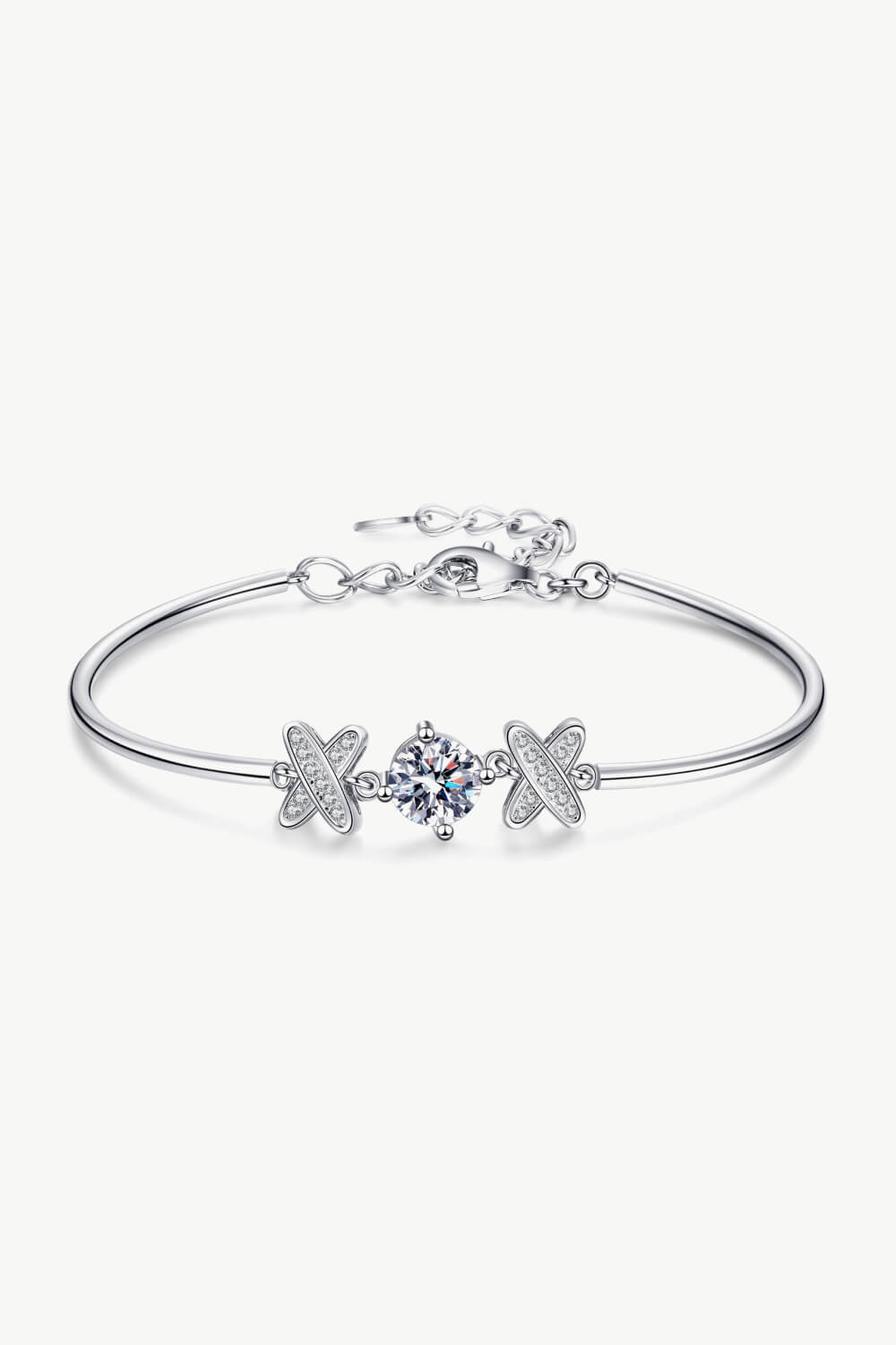 1 Ct Moissanite Double X Bracelet - Rhodium Vermeil- Claude Jewelry Moissanite - Shop claudejewelry.com