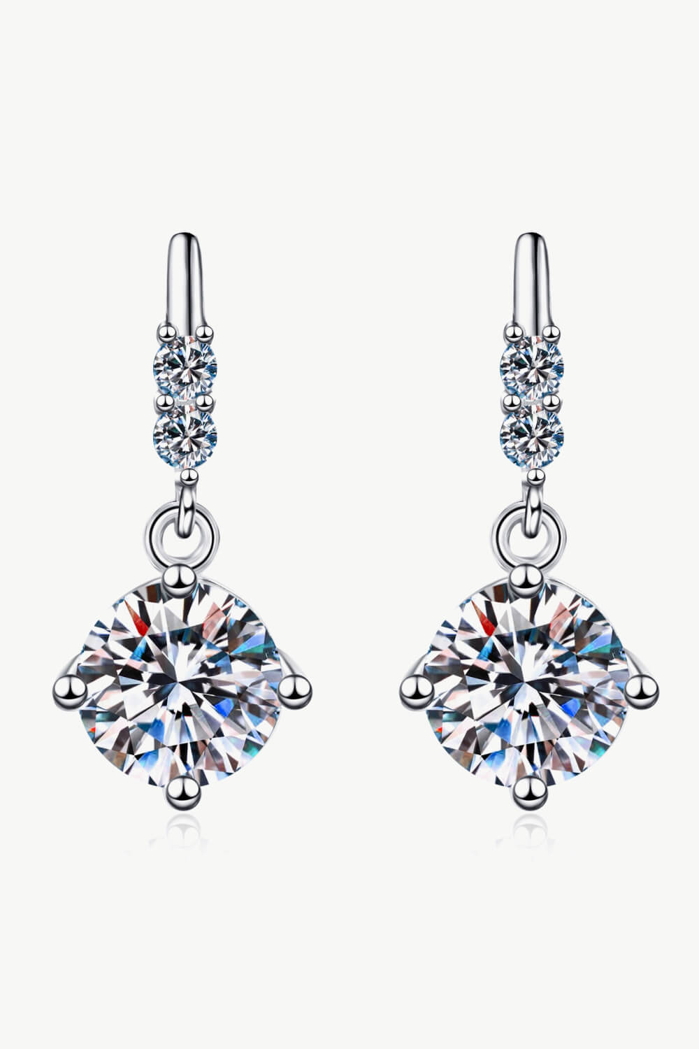 1 Ct Moissanite Drop Earrings - Rhodium Vermeil- Claude Jewelry Moissanite - Shop claudejewelry.com