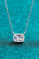 1 Ct Moissanite Emerald Cut Pendant Necklace - Rhodium Vermeil- Claude Jewelry Moissanite - Shop claudejewelry.com