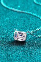 1 Ct Moissanite Emerald Cut Pendant Necklace - Rhodium Vermeil- Claude Jewelry Moissanite - Shop claudejewelry.com