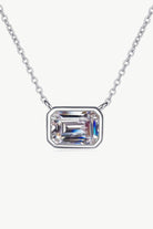 1 Ct Moissanite Emerald Cut Pendant Necklace - Rhodium Vermeil- Claude Jewelry Moissanite - Shop claudejewelry.com