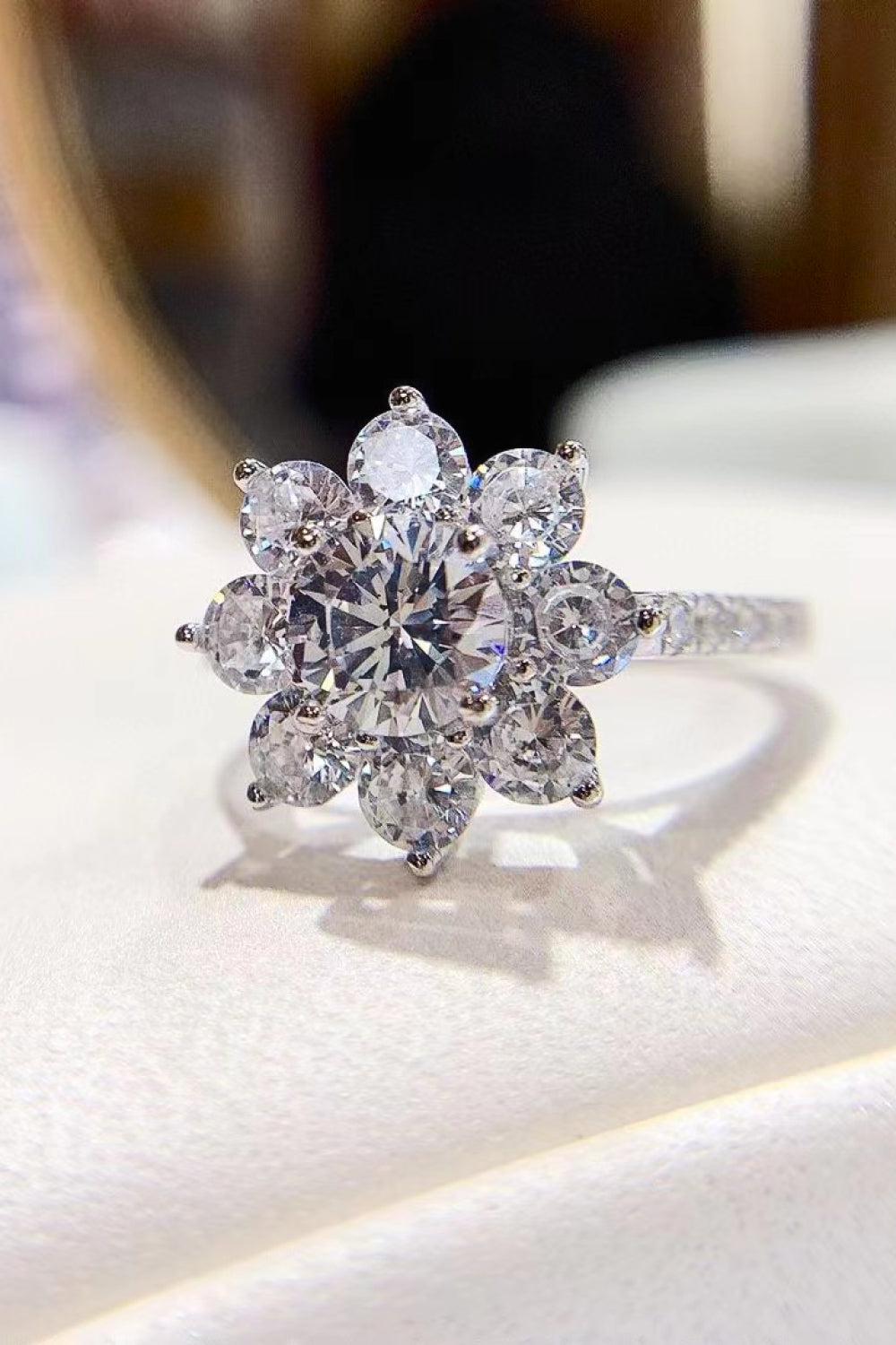 1 Ct Moissanite Flower Power Ring - - Claude Jewelry Moissanite - Shop claudejewelry.com