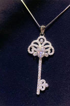 1 Ct Moissanite Frosted Key Pendant Necklace - Platinum Vermeil- Claude Jewelry Moissanite - Shop claudejewelry.com