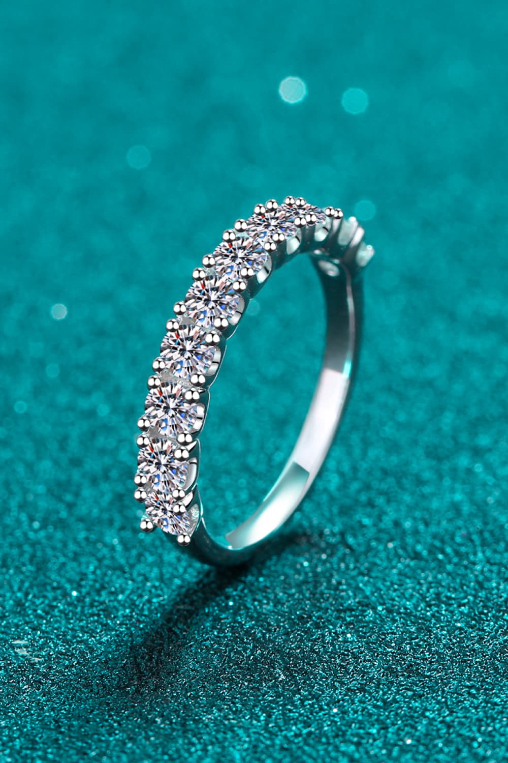 1 Ct Moissanite Half-Eternity Ring - - Claude Jewelry Moissanite - Shop claudejewelry.com