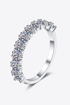 1 Ct Moissanite Half-Eternity Ring - Rhodium Vermeil-4- Claude Jewelry Moissanite - Shop claudejewelry.com