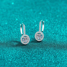 1 Ct Moissanite Halo Hooked Sterling Silver Earrings - 925 Sterling Silver- Claude Jewelry Moissanite - Shop claudejewelry.com