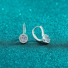 1 Ct Moissanite Halo Hooked Sterling Silver Earrings - 925 Sterling Silver- Claude Jewelry Moissanite - Shop claudejewelry.com